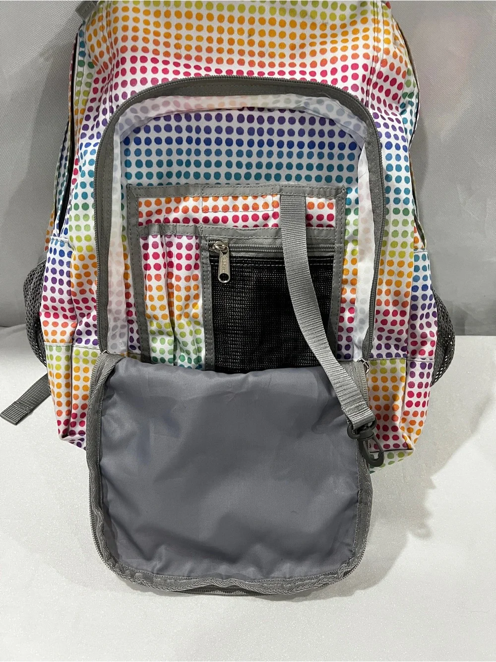 L.L.Bean Deluxe Backpack Book Pack Multicolor Polka-Dots Adjustable Straps
